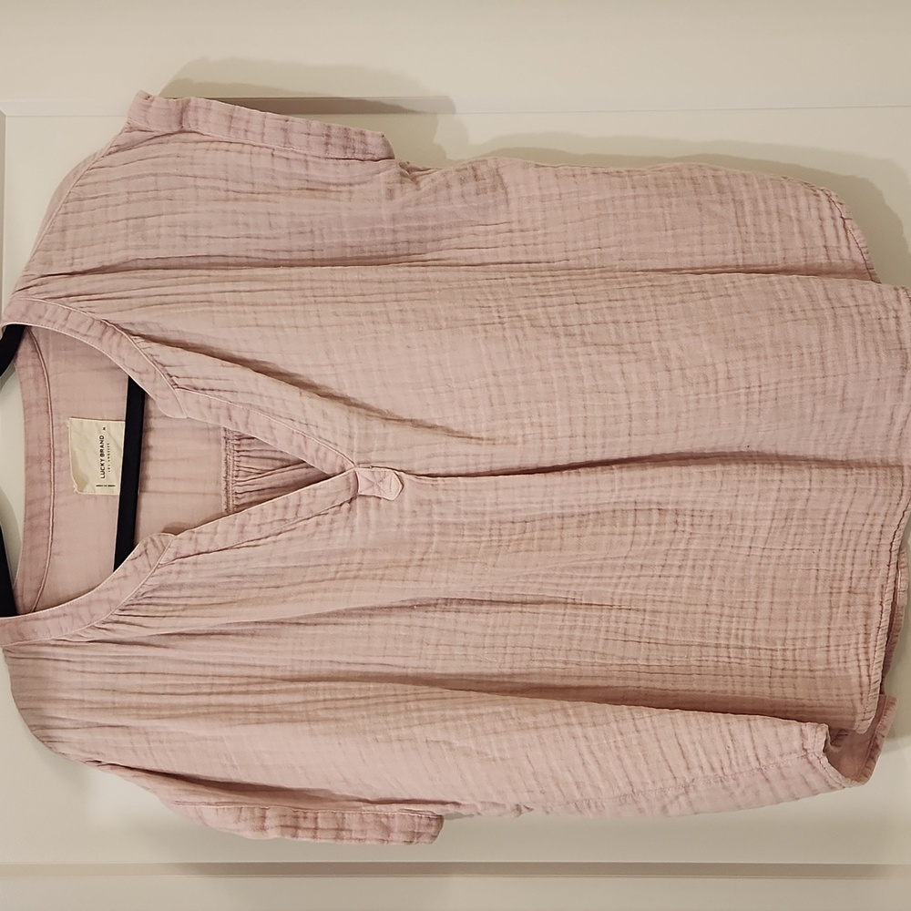 Lucky Brand Blush Pink V-Neck Blouse